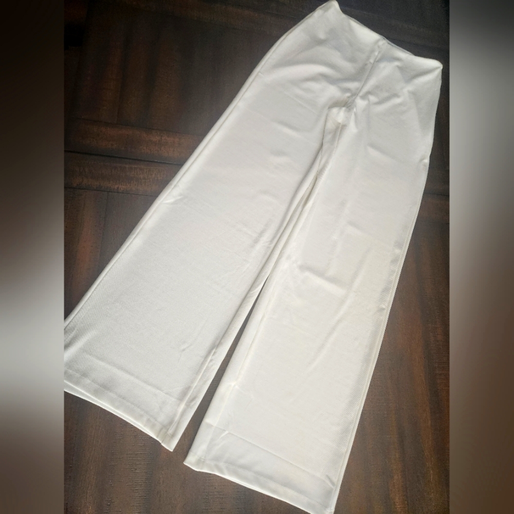 Mango Classic Cream Beach Stretch Trousers Med